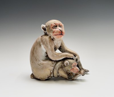 Lot 172 - A Chinese porcelain group of monkeys, 19th...