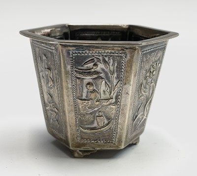 Lot 226 - A Chinese silver hexagonal wine cup, circa...