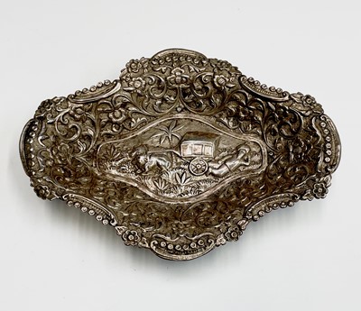 Lot 1038 - An Indian silver shaped dish, early 20th...