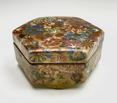 Lot 230 - A Japanese Satsuma millefleur hexagonal box,...