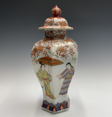 Lot 231 - A Japanese Arita porcelain vase and cover,...