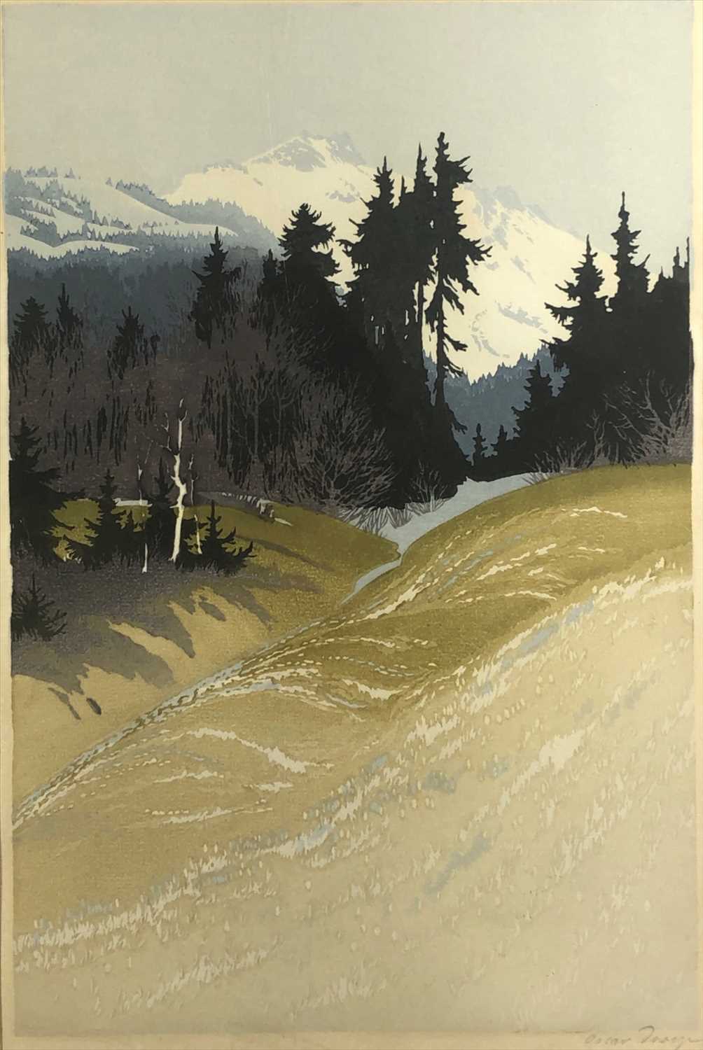 Lot 356 - Oscar DROEGE (1898-1982) A Forest Landscape...