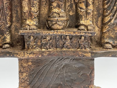 Lot 9 - A Chinese bronze votive buddha triad group...