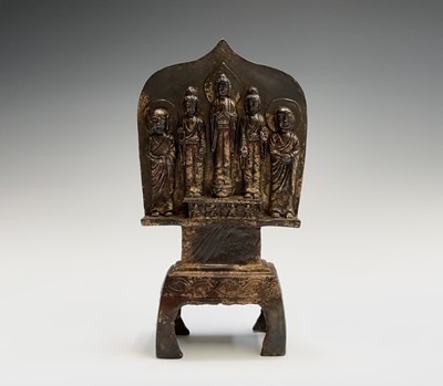 Lot 9 - A Chinese bronze votive buddha triad group...