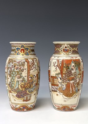 Lot 242 - A pair of Japanese Satsuma pottery vases, by...