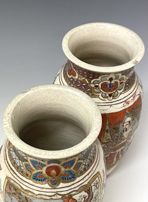 Lot 242 - A pair of Japanese Satsuma pottery vases, by...