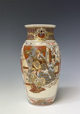 Lot 242 - A pair of Japanese Satsuma pottery vases, by...