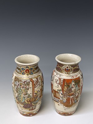 Lot 242 - A pair of Japanese Satsuma pottery vases, by...