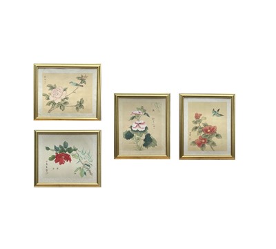 Lot 235 - A set of four Chinese paintings on silk, 20th...