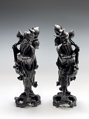 Lot 243 - A large pair of Chinese rootwood figures, late...