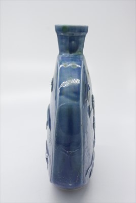 Lot 1409 - A large Lamorna pottery blue glazed flask...