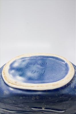 Lot 1409 - A large Lamorna pottery blue glazed flask...