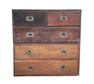 Lot 3079 - A Victorian mahogany military two-part chest,...