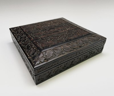 Lot 294 - A Chinese carved hardwood box, 19th century,...