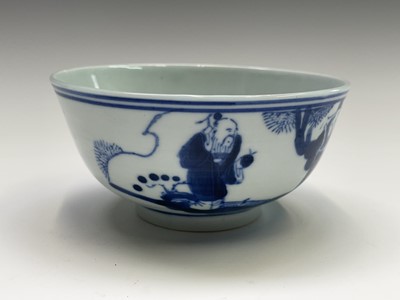 Lot 277 - A set of six Chinese blue and white rice bowls,...