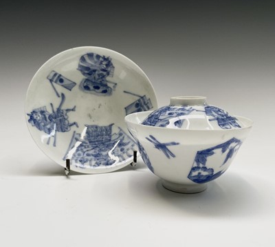 Lot 277 - A set of six Chinese blue and white rice bowls,...