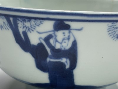 Lot 277 - A set of six Chinese blue and white rice bowls,...