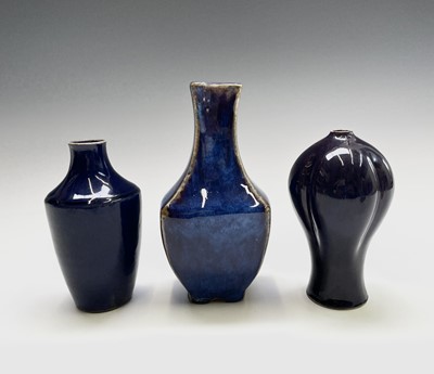 Lot 300 - Twoi Chinese porcelain aubergine glazed vases,...