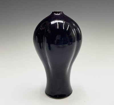 Lot 300 - Twoi Chinese porcelain aubergine glazed vases,...