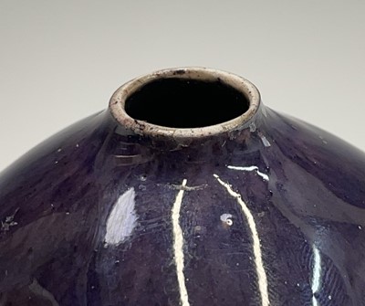 Lot 300 - Twoi Chinese porcelain aubergine glazed vases,...