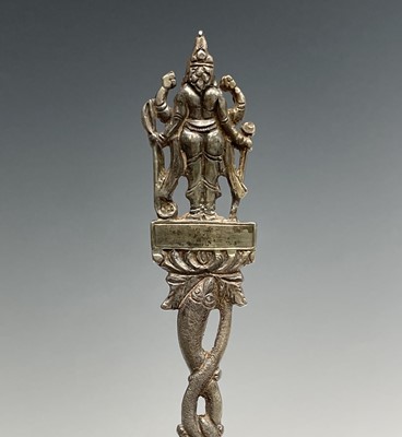 Lot 39 - A pair of Indian silver deity spoons 21cm 139.3gm