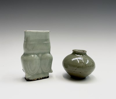 Lot 130 - A Chinese longquan celadon incense tool vase,...