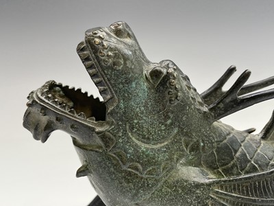 Lot 299 - A Chinese bronze figure of a dragon fish, 20th...