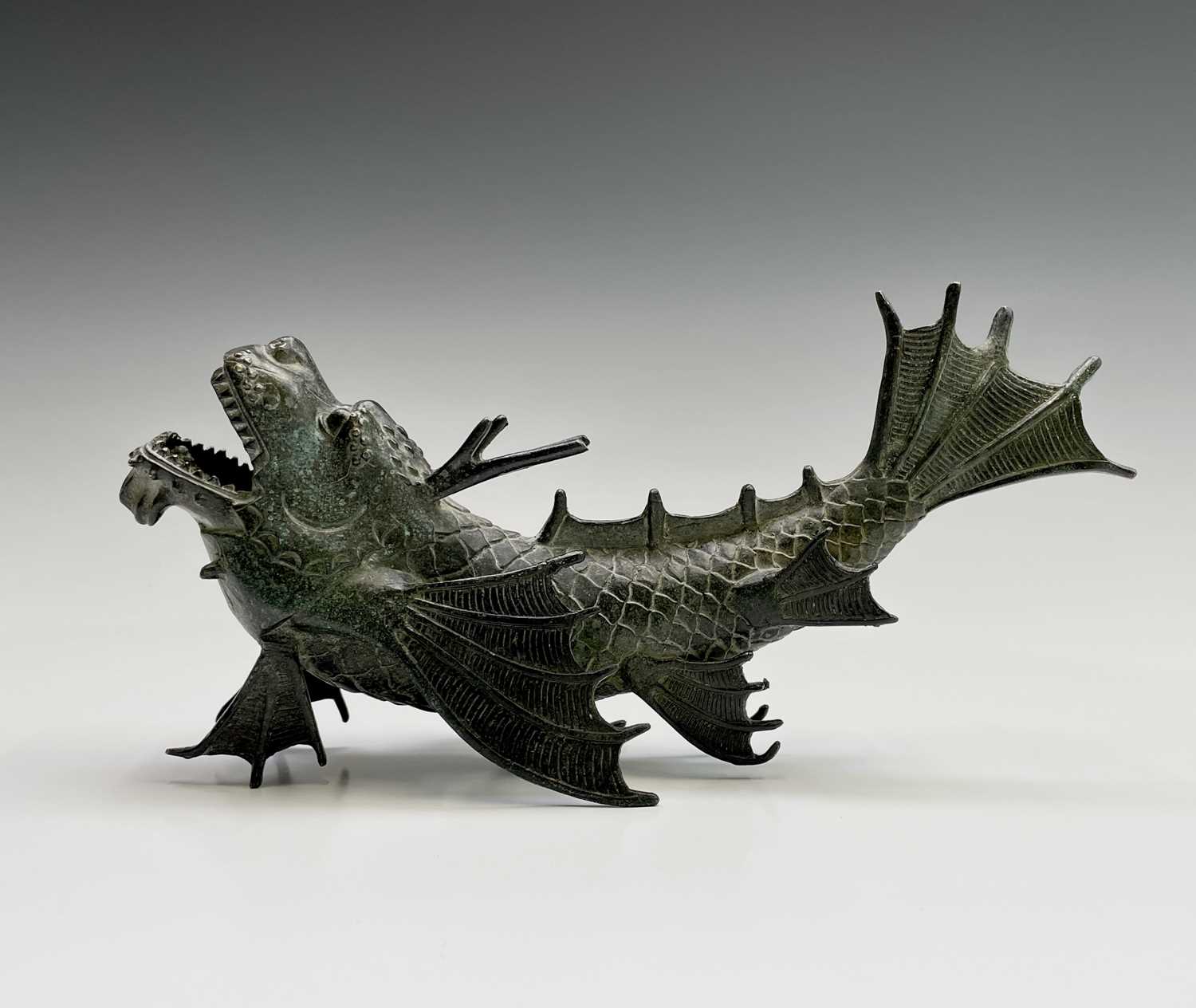 Lot 299 - A Chinese bronze figure of a dragon fish,