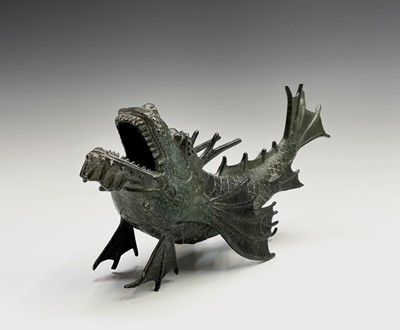 Lot 299 - A Chinese bronze figure of a dragon fish, 20th...