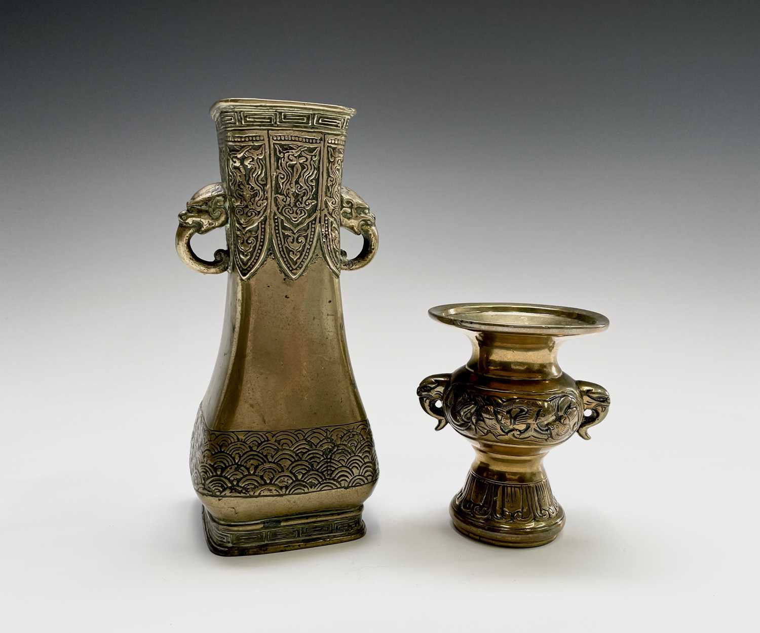 Lot 307 - A Chinese brass vase, 19th century, with