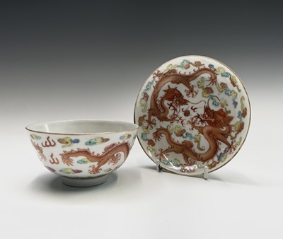 Lot 350 - A Chinese famille rose porcelain tea bowl and...