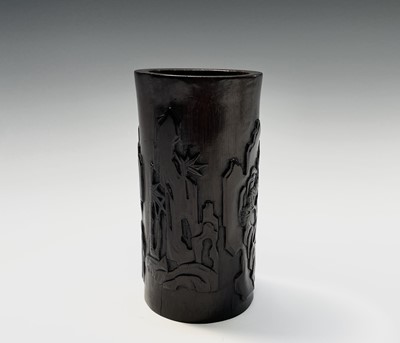 Lot 51 - A Chinese bamboo brush pot, 18th/19th century,...