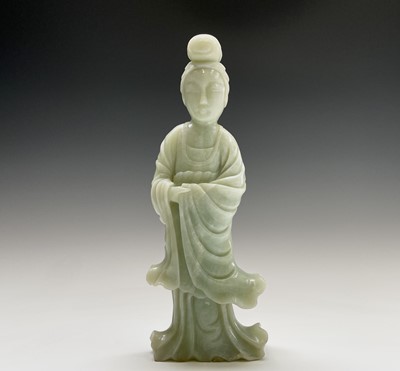 Lot 284 - A large Chinese carved jade figure of a lady,...