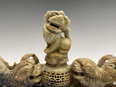 Lot 75 - Five Chinese carved soapstone figures, 19th...
