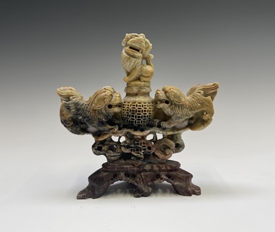 Lot 75 - Five Chinese carved soapstone figures, 19th...