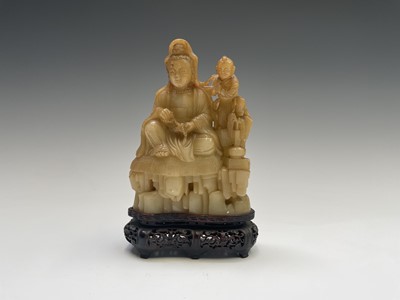 Lot 368 - Five Chinese carved soapstone figures, 19th...