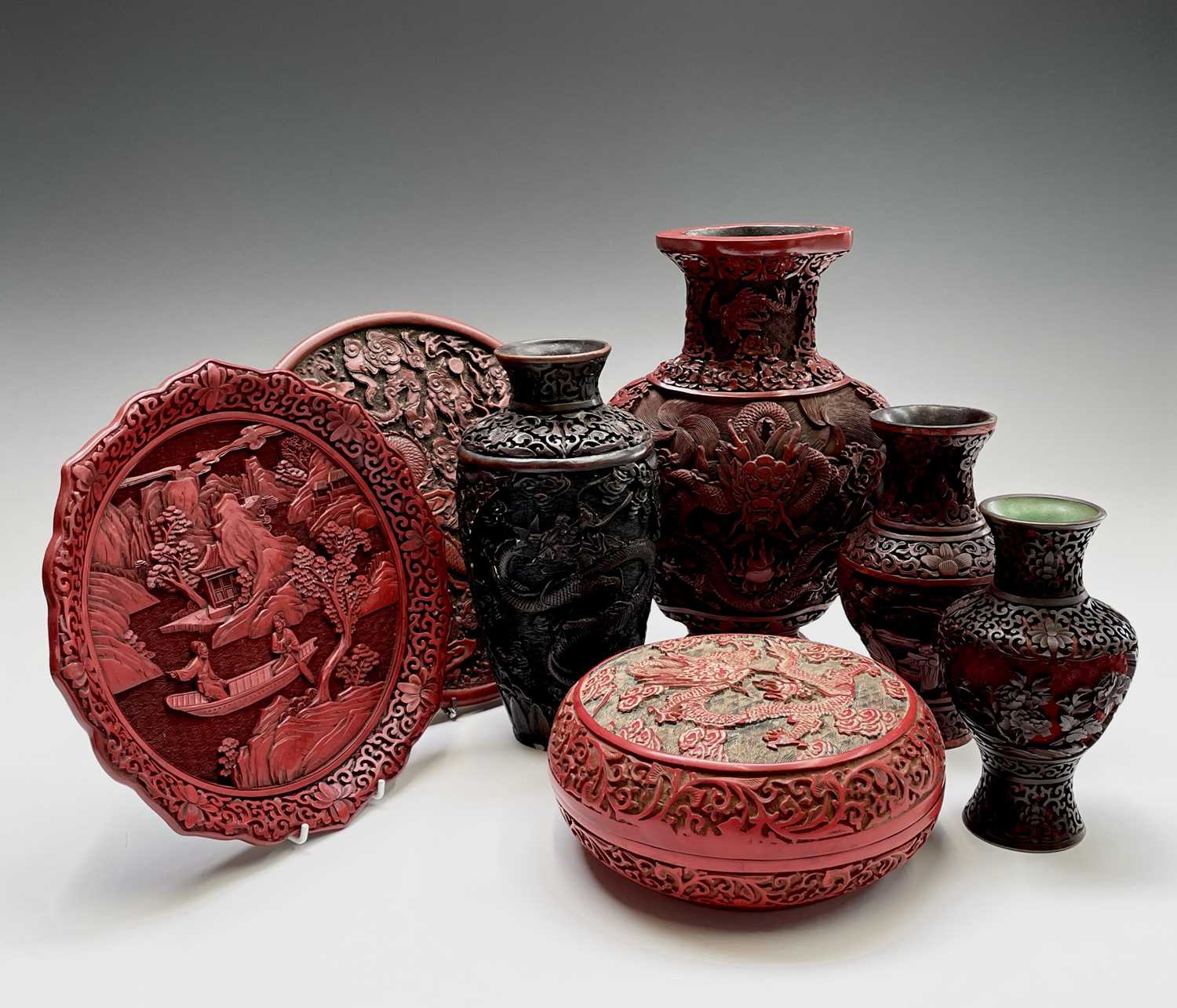 Lot 330 - A group of Chinese lacquered items, 20th...