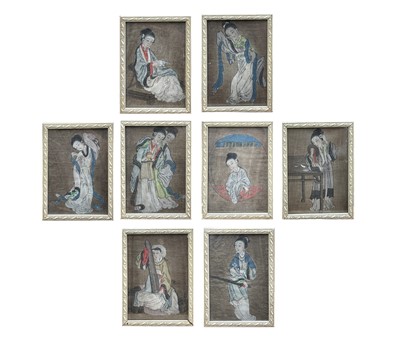 Lot 337 - Eight Chinese paintings on rice paper, early...
