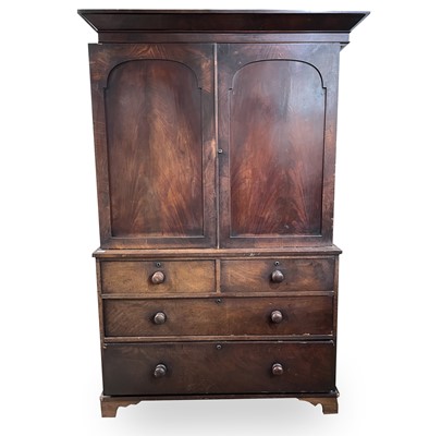 Lot 3083 - A Victorian mahogany linen press, the upper...