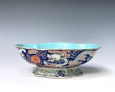 Lot 322 - A large Chinese haitang shaped porcelain...