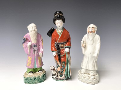 Lot 328 - Two Chinese 18th century figures, one with...
