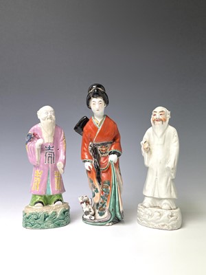 Lot 328 - Two Chinese 18th century figures, one with...