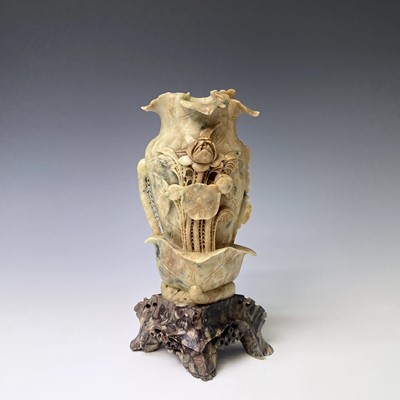 Lot 345 - A Chinese soapstone vase, early 20th century,...