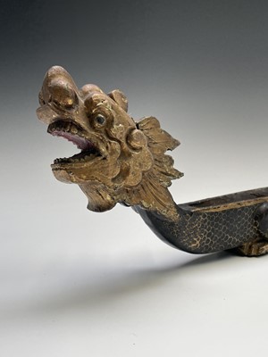 Lot 347 - A Chinese lacquer dragon boat incense...
