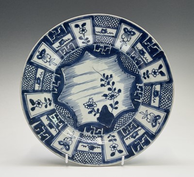 Lot 366 - Two Chinese porcelain blue and white plates,...
