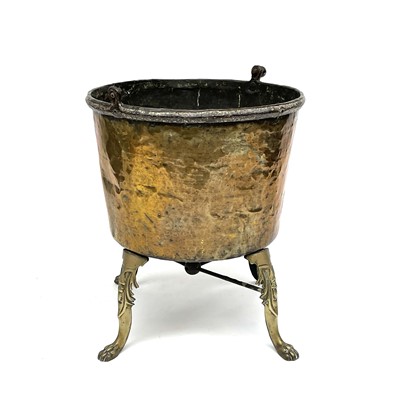 Lot 333 - A large brass cauldron or log bin, 19th...