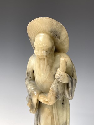 Lot 383 - A Chinese white soapstone figure, 20th century,...