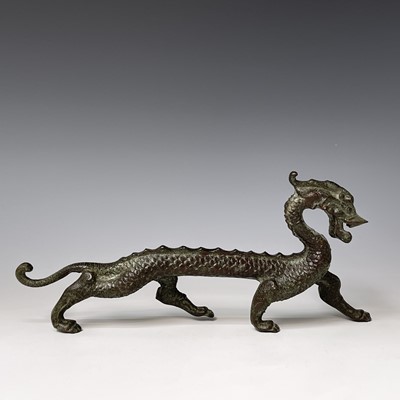 Lot 384 - A Chinese bronze figure of a dragon, 20th...