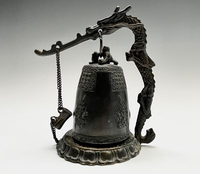 Lot 360 - A Chinese bronze dragon bell, early 20th...