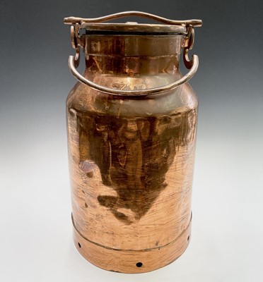 Lot 223 - A copper plated milk churn, the swing handle...